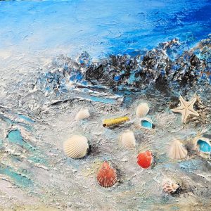 24 Ocean Mixed Media collage Acrylic 16x20 in Canvas