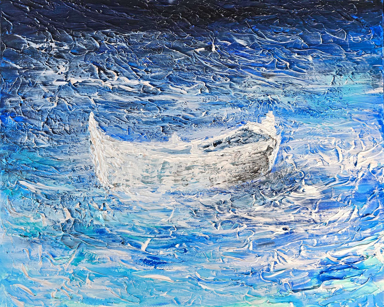 29 Towards Another Sea Mixed Media Acrylic 16x20 in Canvas