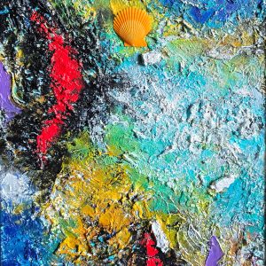 36 Deep Ocean Mixed Media Collage canvas