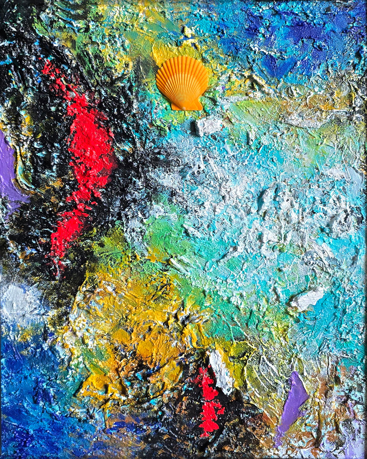 36 Deep Ocean Mixed Media Collage canvas