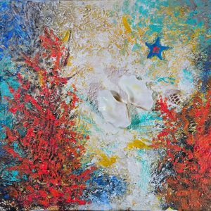 40 Deep Ocean Mixed Media Collage on canvas