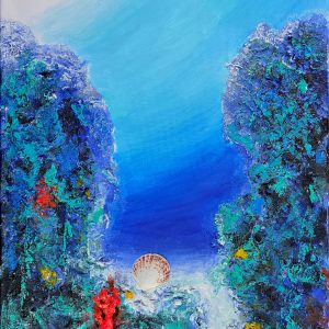 42 Deep Ocean Mixed Media Collage on Canvas