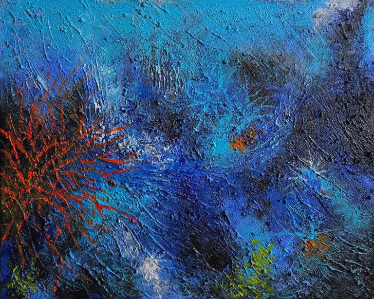 47 Deep ocean collage on canvas