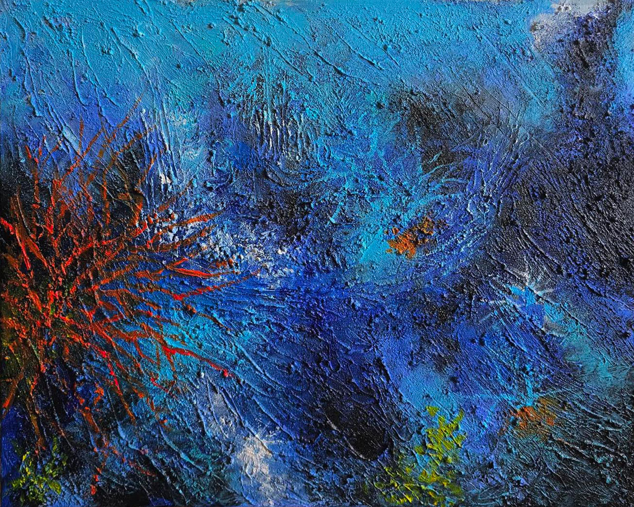 47 Deep ocean collage on canvas