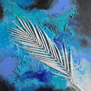 50 Mixed media collage acrylic with palm