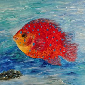 51 Red fish acrylic painting
