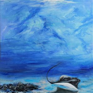 53 Manta ray on the blue ocean painting acrylic on canvas
