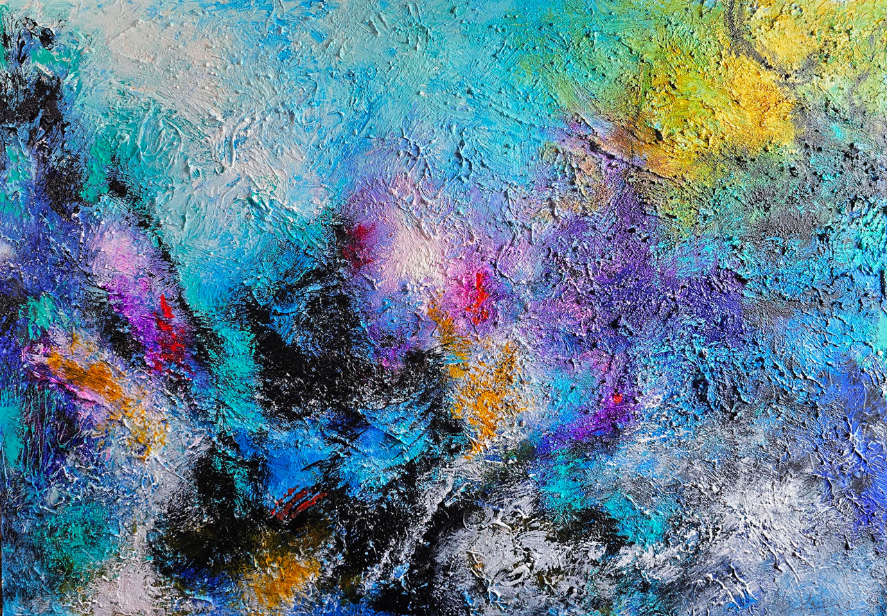 61 Colorful deep Pacific ocean acrylic on canvas painting